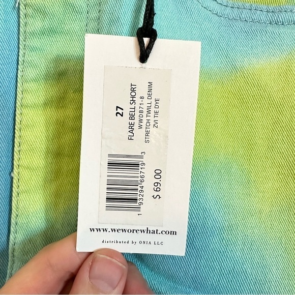 NWT WeWoreWhat flare bell short stretch twill denim tie dye women 27 - Picture 12 of 14